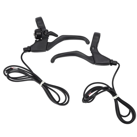 NFTIGB Premium Electric Bicycle Brake Lever Universal Aluminum Alloy E-Bike Scooter Left and Right Hand Power Cut-Off Brake Lever Handlebars Set with Built-In Bell 3-Fingers 59 Inches Cable