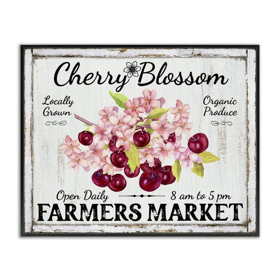 Stupell Industries Cherry Blossom Farmer's Market Food & Beverage Painting Black Framed Art Print Wall Art, 14 x 11