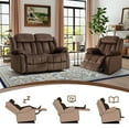 thumbnail image 3 of Bonzy Home Loveseat Sofa Set Double Recliner Manual Reclining Chair for Living Room Brown, 3 of 6