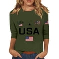 thumbnail image 2 of 250th Anniversary Shirts for Women 2026 - Patriotic USA Flag Crew Neck 3/4 Sleeve Tee - 1776-2026 Independence Day Graphic Top Army Green L, 2 of 4