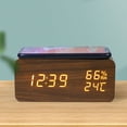 thumbnail image 2 of Digital Alarm Clock, Temperature and Humidity Alarm Clock LED Electronic Clock Smartphone Wireless Charger (Black), 2 of 8