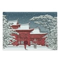thumbnail image 1 of Winter Cutting Board, Japanese Folk Building Under Snow Snowflakes, Decorative Tempered Glass Cutting and Serving Board, in 3 Sizes, by Ambesonne, 1 of 2