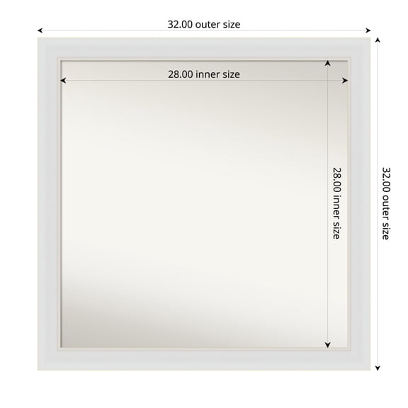 Amanti Art Custom Framed Wall and Bathroom Mirror (32 x 32 in.), Flair Soft White Frame