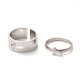 thumbnail image 2 of Tarnish Resistant 304 Stainless Steel Finger Rings sets Wide Band Cuff Rings and Finger Rings Couple Rings for Valentine's Day Cross Stainless Steel color Size 6 3/4(17.1mm) Size 8(18.1mm) 2pcs/set, 2 of 3