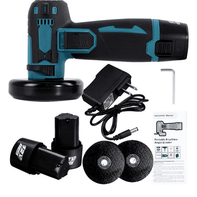 yeacher Meuleuse d'Angle Mini 12V avec Batterie Li-ion 1300mAh, Roulements Doubles, Coupe et Meulage à Grande Vitesse, Compacte et Portable, Bleu-Noir, Norme US