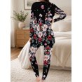 thumbnail image 5 of Women's Lounge Sets 2 Piece Dark Vintage Floral Pajamas Soft Long Sleeve Sleep Top and Pants, 5 of 7