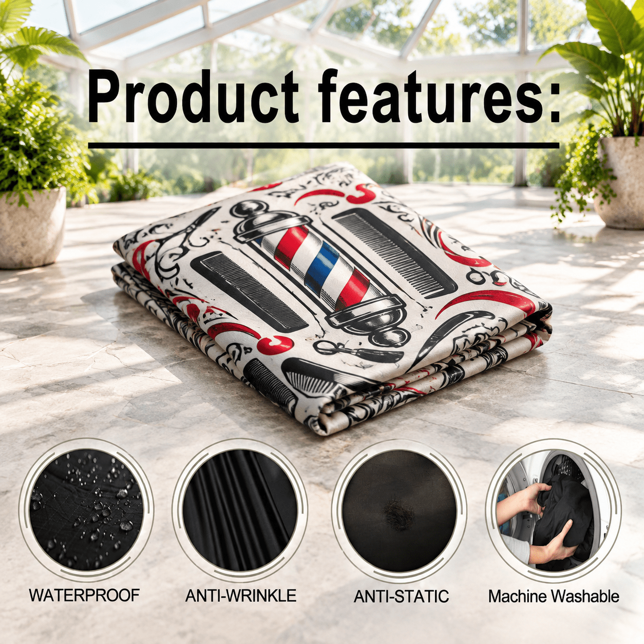 Hair Cape, 5 Dollars Pattern, Waterproof Barber Gown with Copper Snaps ...