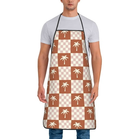 

Junzan Brown Palms Print Kitchen Cooking Aprons Chef Apron for Men and Women Professional for Cooking Bib Aprons for Kitchen/Crafting/BBQ/Drawing