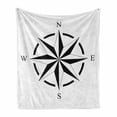 thumbnail image 1 of Nautical Party Soft Flannel Fleece Blanket, Illustration of a Monochrome Compass Showing North South East West, Cozy Plush for Indoor and Outdoor Use, 60" x 80", Charcoal Grey White, by Ambesonne, 1 of 6