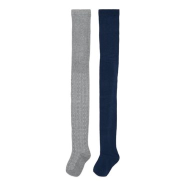 Wonder Nation Girls Cable Knit Tights, 2-Pack, Sizes S-L