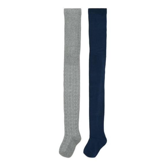 Wonder Nation Girls Cable Knit Tights, 2-Pack, Sizes S-L