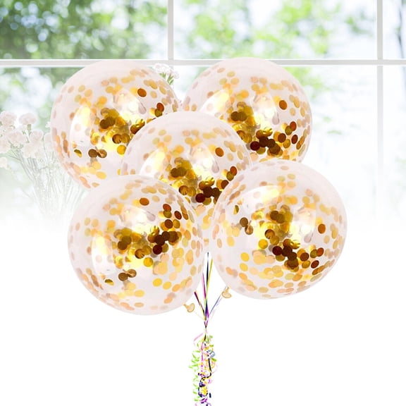 RENACLIPY 5Pcs Gold Confetti Round Latex Confetti Balloons for Party Decorations