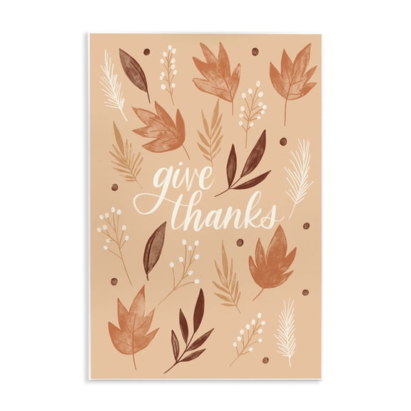 Stupell Industries Rustic Lodge Give Thanks Autumnal Leaves Wall Plaque Art, 13 x 19, by Amanda Houston