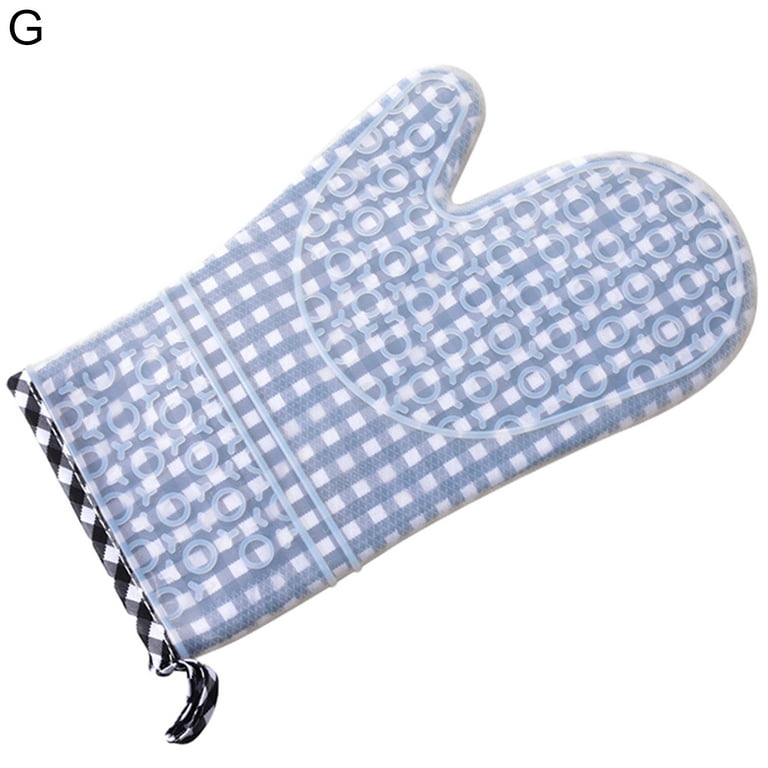 Kitchen Oven Gloves,Silicone and Cotton Double-Handle Hot Food Right on  Your Grill Fryer,Layer Heat Resistant Oven Mitts/BBQ Gloves/Grill