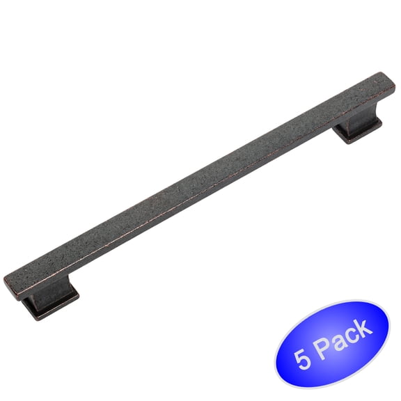 5 Pack - Cosmas 702-192HB Hammered Bronze Contemporary Cabinet Hardware Handle Pull - 7-1/2" Inch (192mm) Hole Centers