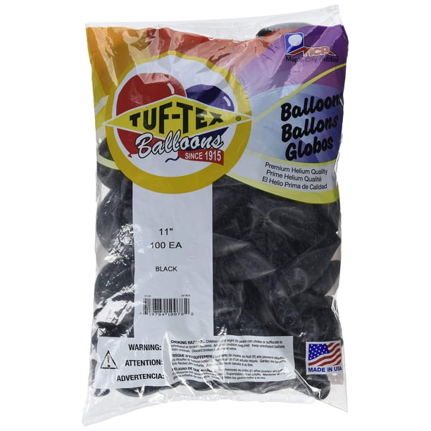 Globos de látex Tuf-Tex 10078 11 negros (28 cm), paquete de 100