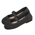 thumbnail image 5 of Women's Solid Color Mesh Mary Jane Flats, Breathable Knit Slip-On Casual Shoes for Everyday and Office Wear Black 40, 5 of 5