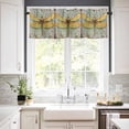 thumbnail image 3 of Modern Oil Painting Kitchen Curtains and Valances Set, Retro Yellow Dragonfly Rod Pocket Window Valance 18 Inch Window Curtain Panels for Living Room Bedroom Laundry, 27.5x36in, 3 Pieces, 3 of 7