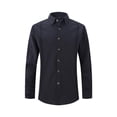 thumbnail image 5 of Qwertyu Men's Long Sleeve Button Down Shirt Casual Cotton Linen Textured Solid Color Lightweight Shirt Summer Beach Tops Black 3XL, 5 of 5