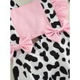 thumbnail image 6 of Bagilaanoe Summer Newborn Baby Girls Romper 6M 12M 18M 24M Infant Cow Print Bow Fly Sleeve Suspender Jumpsuit + Headwear 2pcs Set, 6 of 8