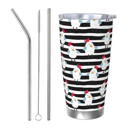 

Junzan Cute Chicken for 20oz Stainless Steel Insulated Car Cup with Spillproof Lid - Insulated Coffee Mug Thermal Cup-Straw Three-piece Set