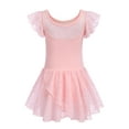 thumbnail image 3 of Oudiya Girls Ballet Leotards Ruffle Sleeve Shinny Dance Dress Outfits Toddler Ballerina Clothes for Kids 3-11Y, 3 of 9