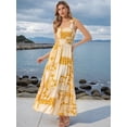 thumbnail image 4 of DARING DIVA Women's Summer Spaghetti Strap Square Neck Casual Dress L Yellow, 4 of 6