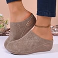 thumbnail image 3 of Xucatan Women's Closed Toe Wedge Sandals, Cozy Lined Casual Summer Shoes with Side Cutout, Slip On Platform Footwear with Solid Color Design, Versatile Style for Spring Daily Gift, 3 of 6