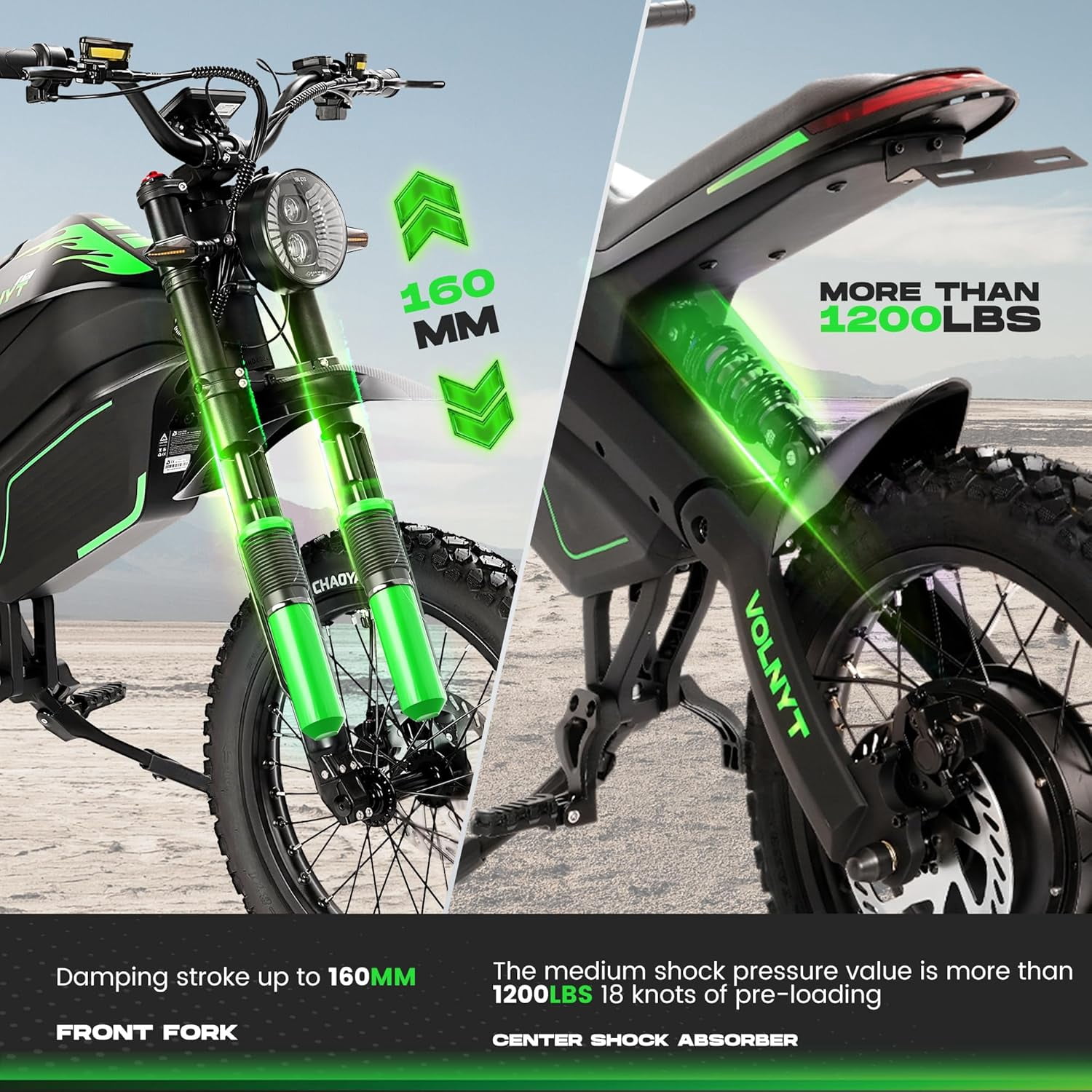 VOLNYT 17" Electric Dirt Bike for Adult,48V 3000W 38.4AH Samsung lithium battery,Men's Road Mountain Moped Ebike BLACK