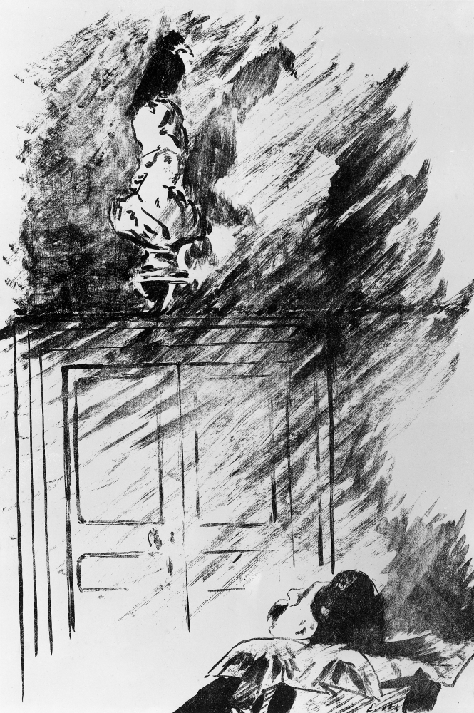 Poe The Raven NPerched Upon A Bust Of Pallas Lithograph By Edouard