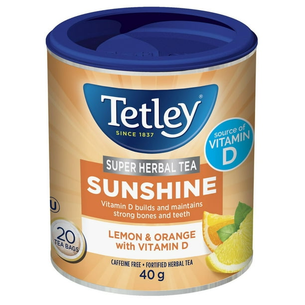 Tetley Super Herbal Tea Sunshine Lemon & Orange with Vit D, 20 tea