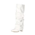thumbnail image 4 of OKBOP Women's Knee High Boots Zip-Up Pointy Toe Slouch Buckle Strap Low Heel Boots for Fall Winter Boots Sizes 42, 4 of 5