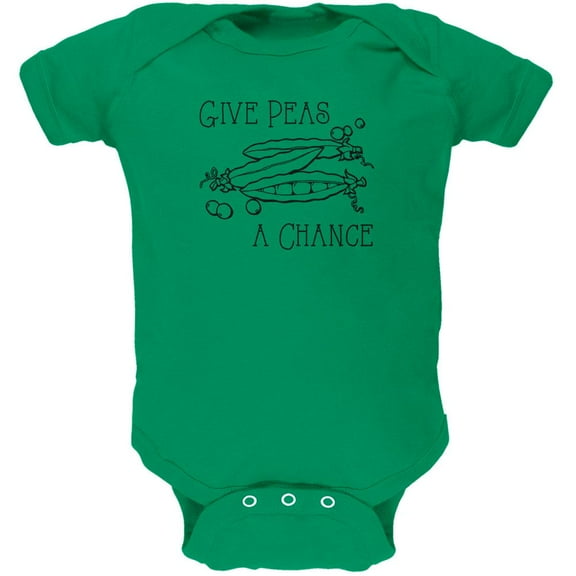 Give Peas Peace a Chance Soft Baby One Piece Kelly Green 12-18 M