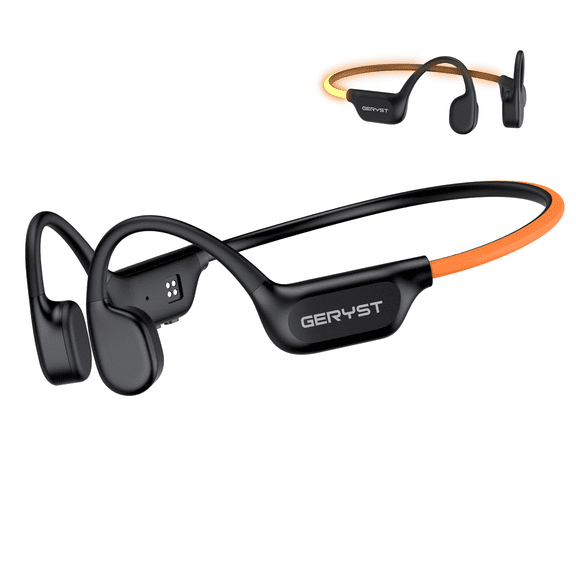 Bone Conduction Headphones Bluetooth 6.0 Open Ear with Dual Driver Sound, LED Safety Light, Deep Bass, Game Mode and Dual Device Connection, IP67 Sport Headphone for Night Running, Cycling, Workout