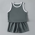 thumbnail image 2 of LEKWK Unisex Kids 2-Piece Sport Set Sleeveless Contrast Trim Tank Top Matching Shorts Outfit Little Kid Breathable Mesh Activewear Daily Playwear Suit, 2 of 9