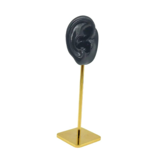 Pantalla de pendientes de joyería en forma de oreja Base cuadrada elegante para accesorios de regalos de cumpleaños multifuncionales de 67 pulgadas de Derecho negro