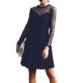 thumbnail image 2 of MODA NOVA Junior's Mesh See Through Heart Polka Sheer Skater Dress Navy Blue XL, 2 of 5