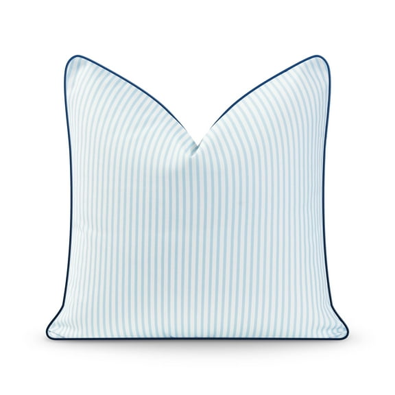 Hofdeco Premium Coastal Hampton Style Patio Indoor Outdoor Pillow Cover Only, 20"x20" Water Resistant for Backyard, Couch, Blue Stripe