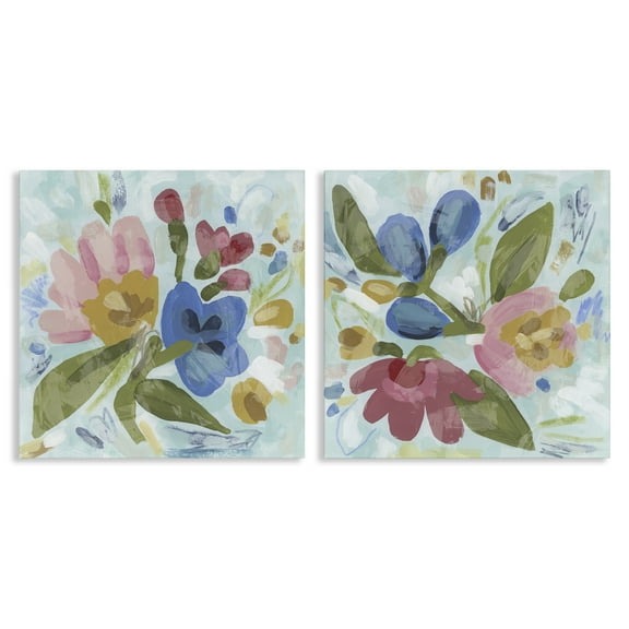 Stupell Industries Eclectic Flower Bundles Floral Painting Wrapped Canvas Canvas Art Print Wall Art, 17 x 17, Set of 2