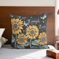 thumbnail image 4 of Sunflowers Rustic Pillow Covers 16x16 Inch, Spring Summer Pastoral Flowers Black Linen Pillowcase with Invisible Zipper, Decorative Throw Pillow Covers Cushion Case for Couch Sofa Bed Living Room, 4 of 9