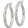 thumbnail image 2 of Sterling Silver 2.5mm Diamond-Cut Laser-Cut Hinged Hoop Earrings (24 X 25) Made In India qe11521, 2 of 5