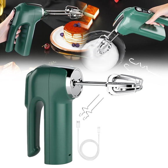 3 Speed Hand Mixer Usb Charging, Beater for Egg Coffee Green, Kitchen Mixer, By Kingtowag