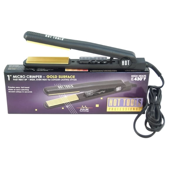 Professional Micro Crimper - Gold Surface Flat Iron - Model # 1174CN - Black by Hot Tools for Unisex - 1 Inch Flat Iron