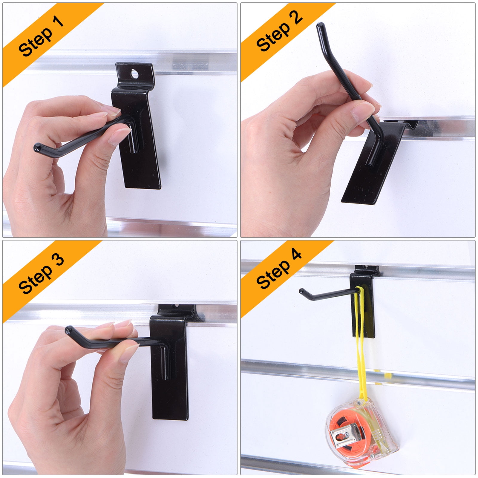 60packs Slat Wall Hooks 2" Length Pegboard Panel Hanging Hook, Black