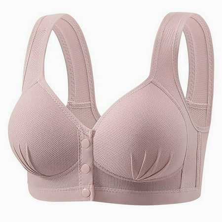 Holiday Clearance!HomeGardon Nursing Bras Sports Bras for Women Women s Middle-aged and Elderly Plus Size Underwear Thin Design Mesh Front Buckle Style Nursing Underwear S-XXXL