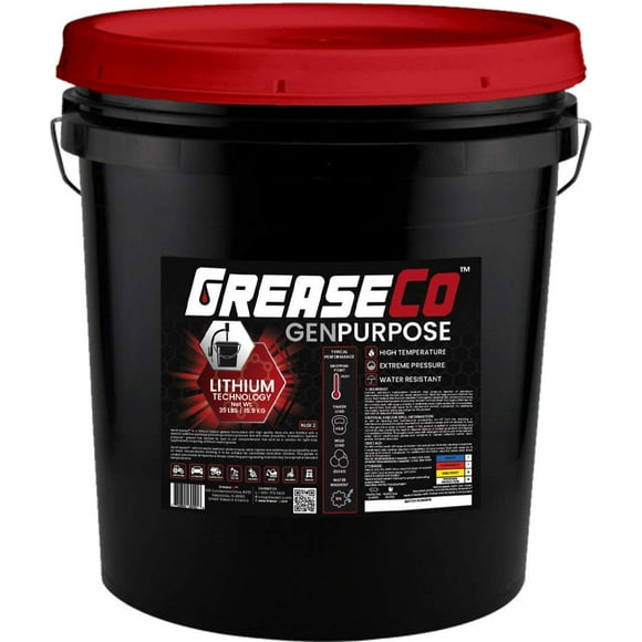 Seau à Graisse au Lithium Polyvalent / Tracteur / Essieu de Remorque / Cric de Ferme / Treuil / Motocyclette / Tondeuse / Béton Préfabriqué / Roulement / Porte de Garage / VR VTT / Ambre / Seau de 35 LB / NLGI 2 / Polyvalent