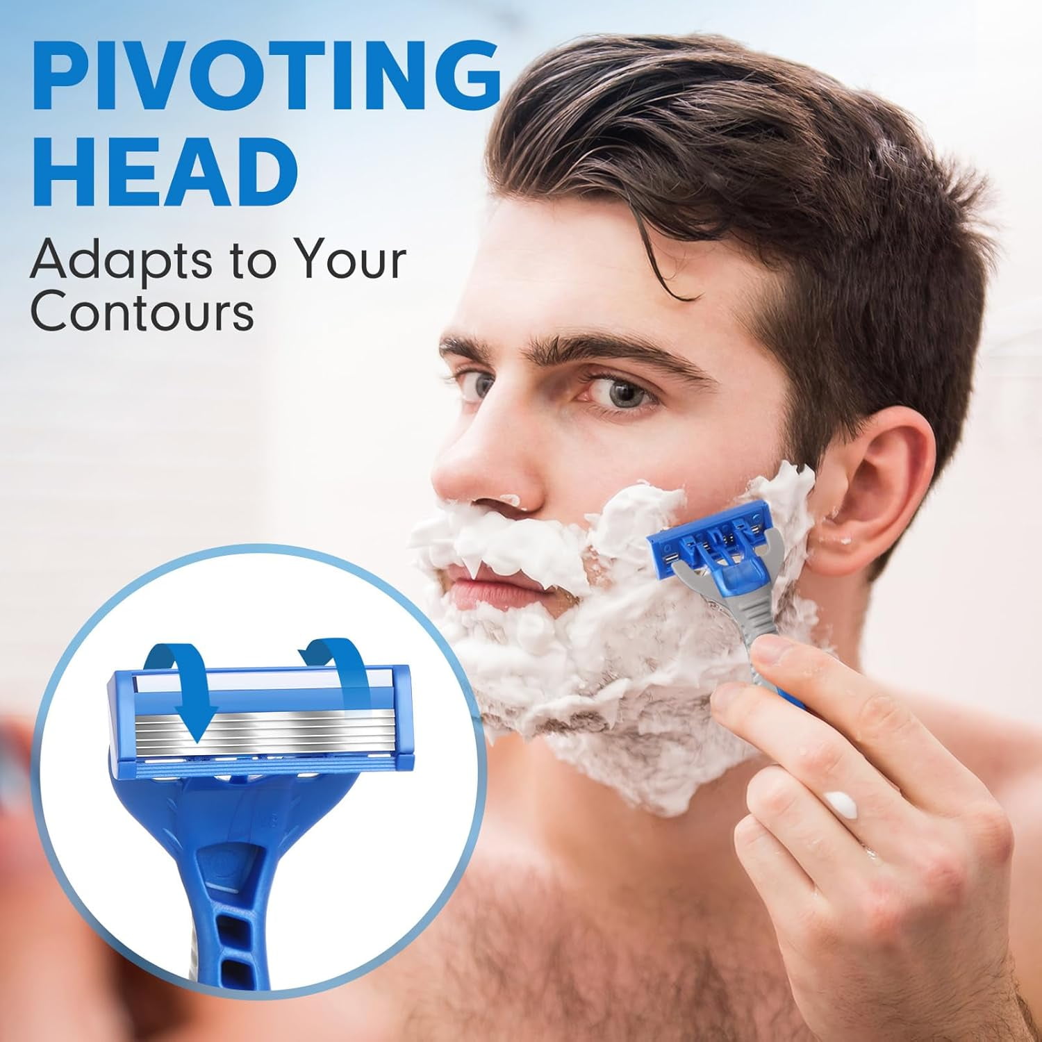 16 Pcs Disposable Razors for Men Bulk 5-blade Disposable Razors Men's Razor Comfort Head Long-blade Sensitive Skin Razor for Hotel Travel Spa Gift