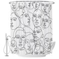 thumbnail image 2 of Shower Curtains for Bathroom, Abstract Style Waterproof Fabric Shower Curtain, Face Line Modern Character Art White Decorative Bathroom Curtain for Bathtub, 72"x84", No Hooks Included, 2 of 9
