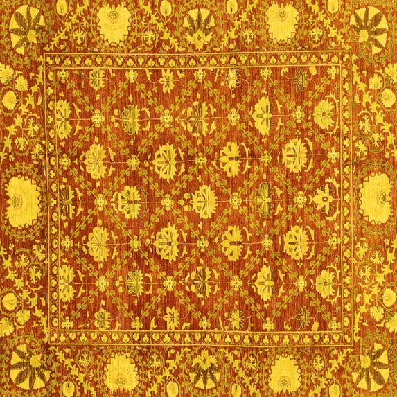 Ahgly Company Indoor Square Abstract Yellow Modern Area Rugs, 4' Square