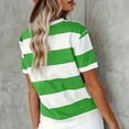 thumbnail image 4 of Weikingp Striped Top Womens Tops Casual Ladies Spring Summer Solid Color Printed Casual Comfortable Women's Tops Short Sleeve Tops Tshirts Shirts For Women Green XL, 4 of 6